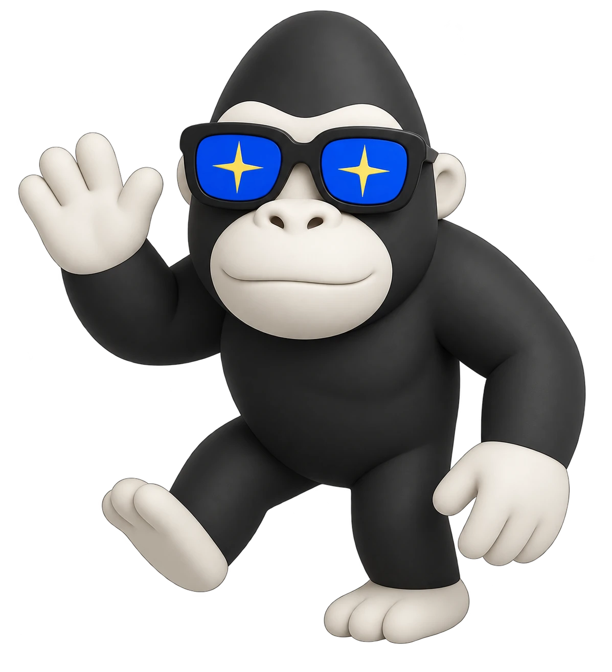 La scimmia mascotte di Giorgio saluta